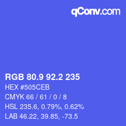 カラーコード: RGB 80.9 92.2 235 | qconv.com