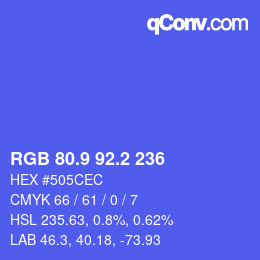 カラーコード: RGB 80.9 92.2 236 | qconv.com
