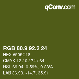 カラーコード: RGB 80.9 92.2 24 | qconv.com