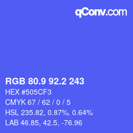 カラーコード: RGB 80.9 92.2 243 | qconv.com