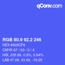 カラーコード: RGB 80.9 92.2 246 | qconv.com