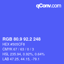 カラーコード: RGB 80.9 92.2 248 | qconv.com