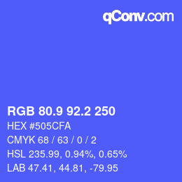 カラーコード: RGB 80.9 92.2 250 | qconv.com