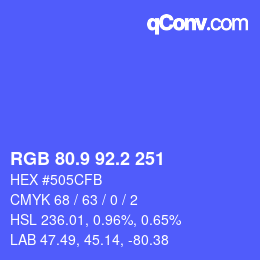 カラーコード: RGB 80.9 92.2 251 | qconv.com