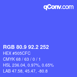 カラーコード: RGB 80.9 92.2 252 | qconv.com
