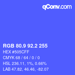 カラーコード: RGB 80.9 92.2 255 | qconv.com