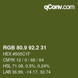 カラーコード: RGB 80.9 92.2 31 | qconv.com