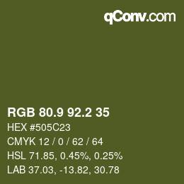 カラーコード: RGB 80.9 92.2 35 | qconv.com