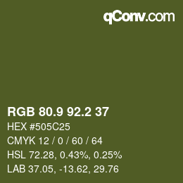 カラーコード: RGB 80.9 92.2 37 | qconv.com