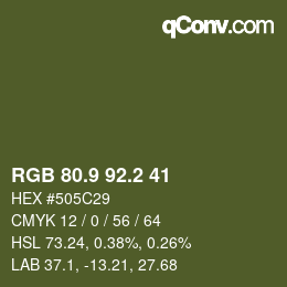 Color code: RGB 80.9 92.2 41 | qconv.com