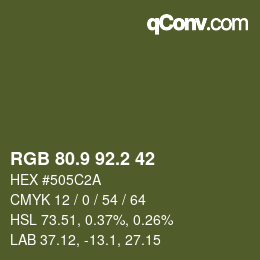Color code: RGB 80.9 92.2 42 | qconv.com