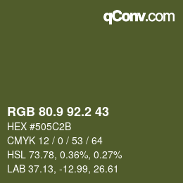 Color code: RGB 80.9 92.2 43 | qconv.com