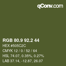 Color code: RGB 80.9 92.2 44 | qconv.com