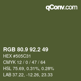 Color code: RGB 80.9 92.2 49 | qconv.com
