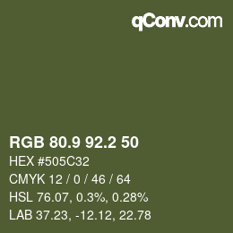 Color code: RGB 80.9 92.2 50 | qconv.com