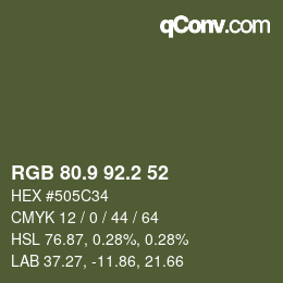 Color code: RGB 80.9 92.2 52 | qconv.com