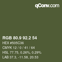 Color code: RGB 80.9 92.2 54 | qconv.com