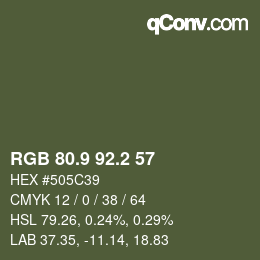Color code: RGB 80.9 92.2 57 | qconv.com