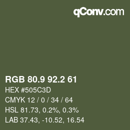 カラーコード: RGB 80.9 92.2 61 | qconv.com