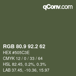 Color code: RGB 80.9 92.2 62 | qconv.com