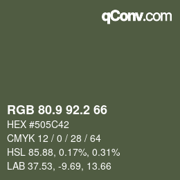 Farbcode: RGB 80.9 92.2 66 | qconv.com