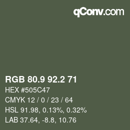 Color code: RGB 80.9 92.2 71 | qconv.com