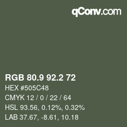 Color code: RGB 80.9 92.2 72 | qconv.com