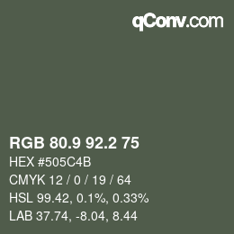 カラーコード: RGB 80.9 92.2 75 | qconv.com