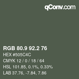 Color code: RGB 80.9 92.2 76 | qconv.com