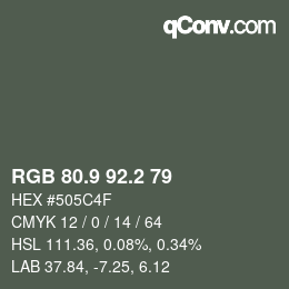 Color code: RGB 80.9 92.2 79 | qconv.com