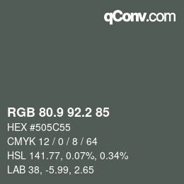 カラーコード: RGB 80.9 92.2 85 | qconv.com