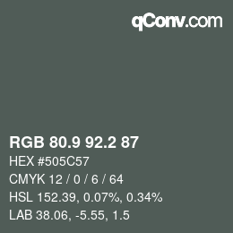 Color code: RGB 80.9 92.2 87 | qconv.com