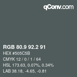 Color code: RGB 80.9 92.2 91 | qconv.com