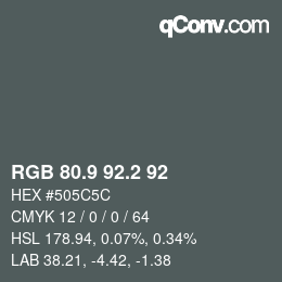 カラーコード: RGB 80.9 92.2 92 | qconv.com