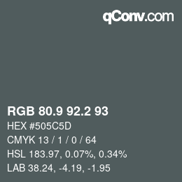 Color code: RGB 80.9 92.2 93 | qconv.com