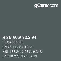 Color code: RGB 80.9 92.2 94 | qconv.com