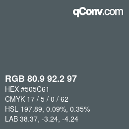 Color code: RGB 80.9 92.2 97 | qconv.com