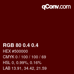 カラーコード: RGB 80 0.4 0.4 | qconv.com