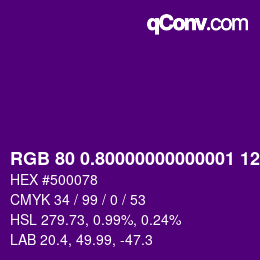 カラーコード: RGB 80 0.80000000000001 120.4 | qconv.com