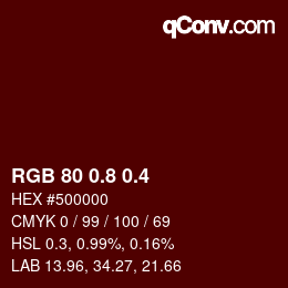 カラーコード: RGB 80 0.8 0.4 | qconv.com