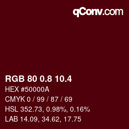 カラーコード: RGB 80 0.8 10.4 | qconv.com
