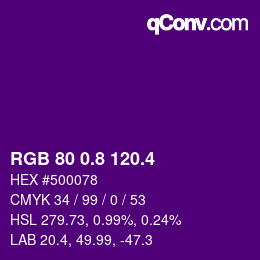 カラーコード: RGB 80 0.8 120.4 | qconv.com
