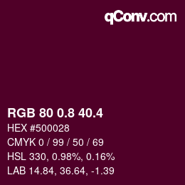 カラーコード: RGB 80 0.8 40.4 | qconv.com