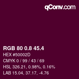 カラーコード: RGB 80 0.8 45.4 | qconv.com