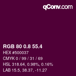 カラーコード: RGB 80 0.8 55.4 | qconv.com