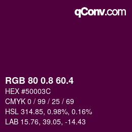 カラーコード: RGB 80 0.8 60.4 | qconv.com