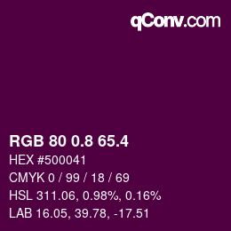 カラーコード: RGB 80 0.8 65.4 | qconv.com