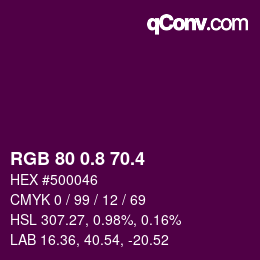 カラーコード: RGB 80 0.8 70.4 | qconv.com
