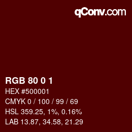 Color code: RGB 80 0 1 | qconv.com