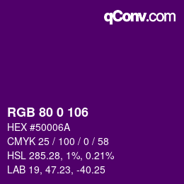 Color code: RGB 80 0 106 | qconv.com